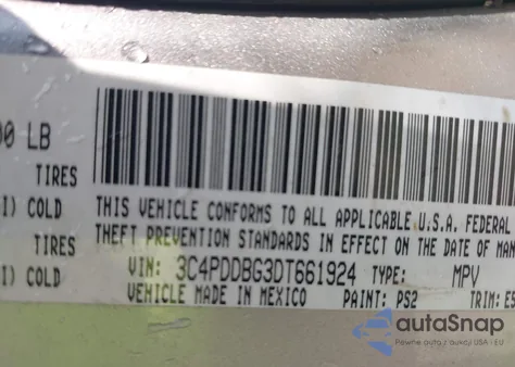 2013 Dodge Journey Sxt из США, поврежденный, VIN 3C4PDDBG3DT661924